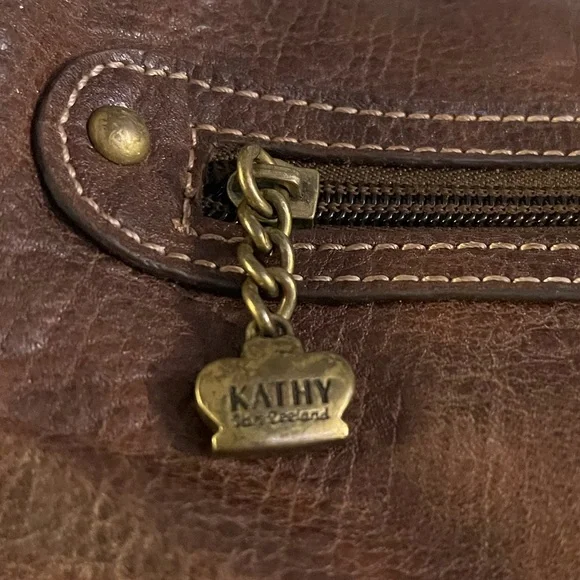 Kathy Van Zeeland Brown and Gold Shoulder Bag with Slouchy Silhouette - Picture 12 of 12